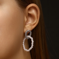 Серьги с жемчугом &laquo;Бусина&raquo; переплетение чувств, цвет серебро