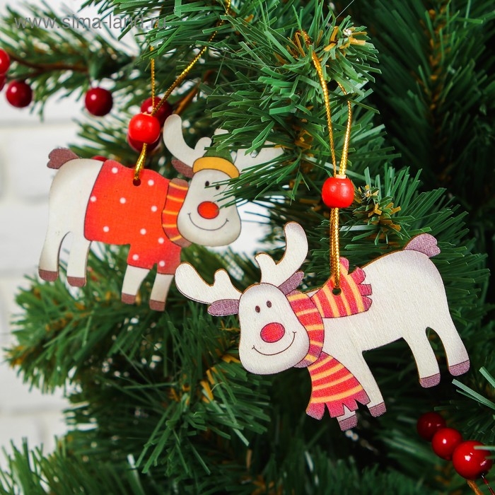 Подвеска новогодняя «Счастливый олень», МИКС Подвеска новогодняя «Счастливый олень», МИКС