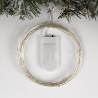 Гирлянда &laquo;Нить&raquo; 5 м роса, IP20, серебристая нить, 50 LED, батарейки CR2032х2 (в комплекте), свечение жёлтое