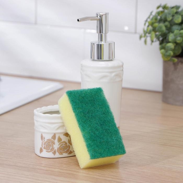 Дозатор для моющего средства с подставкой для губки Доляна &laquo;Роза золотая&raquo;, 200 мл