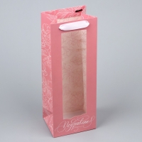 Пакет подарочный под бутылку, упаковка, &laquo;Поздравляю&raquo;, 36 х 13 х 10 см