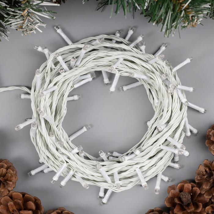 Гирлянда &laquo;Нить&raquo; 10 м, IP20, белая нить, 100 LED, свечение мульти, 8 режимов, 220 В