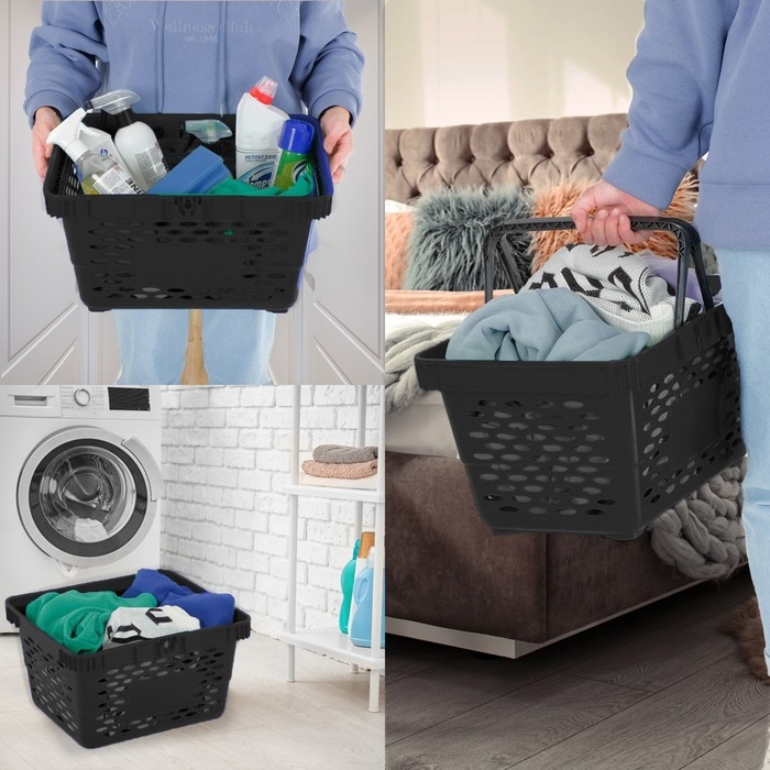 Корзина покупательская пластиковая 20 л, цвет чёрный Корзина покупательская пластиковая 20 л, цвет чёрный