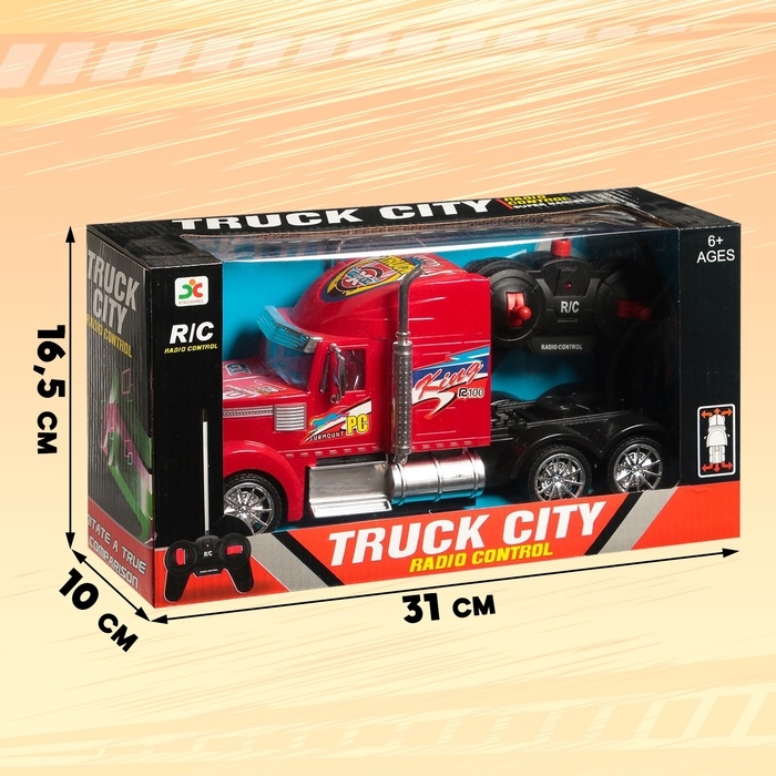 Грузовик радиоуправляемый «Тягач», работает от батареек цвет красный Грузовик радиоуправляемый «Тягач», работает от батареек цвет красный