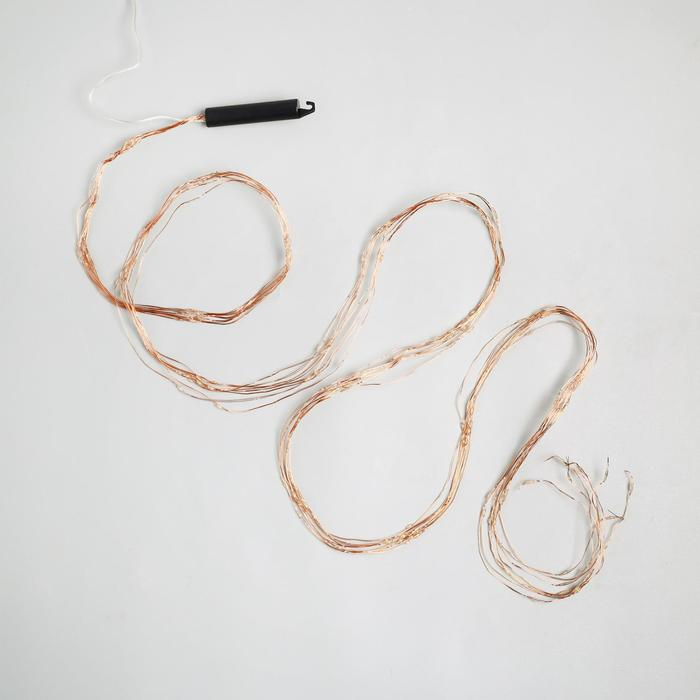 Гирлянда &laquo;Конский хвост&raquo; 10 нитей по 2 м, IP20, медная нить, 200 LED, свечение тёплое белое, 12 В