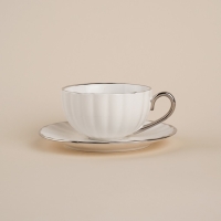 Чайная пара фарфоровая SL Home &laquo;Гарда&raquo;, 2 предмета: чашка 200 мл, блюдце d=15 см, цвет белый