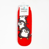 Носки женские махровые &laquo;Пингвинята&raquo;, цвет красный, размер 36-40