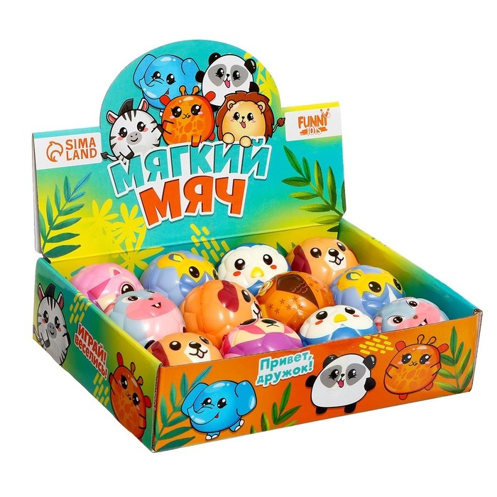 Мяч детский мягкий &laquo;Кругляшки&raquo; 6,3см, , в шоубоксе