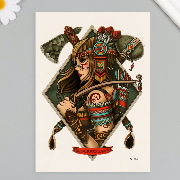 Татуировка на тело цветная "Стойкость" 26,1х14,6 см