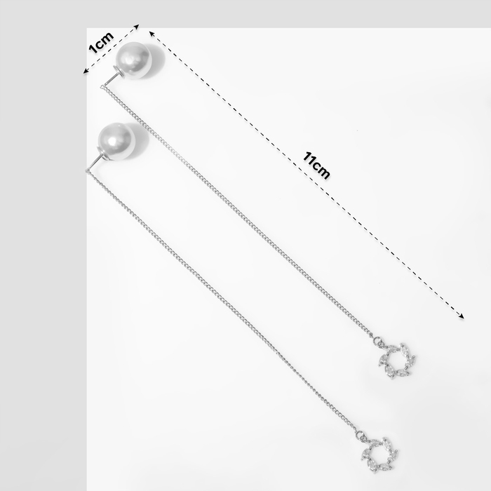 Серьги с жемчугом &laquo;Бусина&raquo; круги витые, цвет белый в серебре