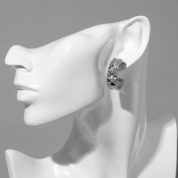 Серьги-кольца &laquo;Геометрия&raquo; орнамент, цвет серебро, d=2,8 см