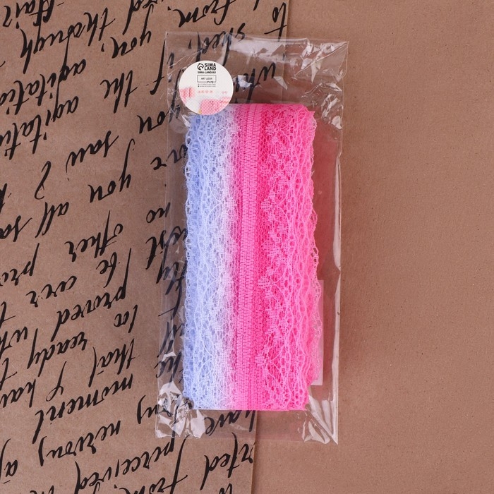 Кружево капроновое «Градиент», 35 мм × 10 ± 1 м, цвет розовый/сиреневый №3 Кружево капроновое «Градиент», 35 мм × 10 ± 1 м, цвет розовый/сиреневый №3