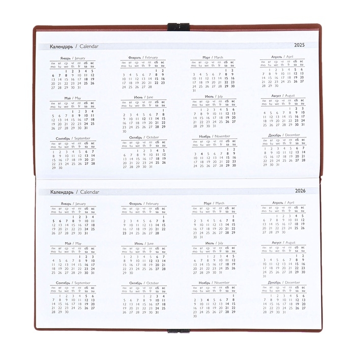 Еженедельник датир 2025г 175х95мм мягк обл иск кож 64л ESCALADA, бл тис, бл 70 г/м&sup2;,кор-ый
