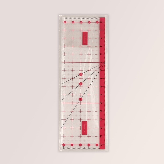 Линейка для квилтинга и пэчворка, 15 &times; 5 см, цвет прозрачный/розовый