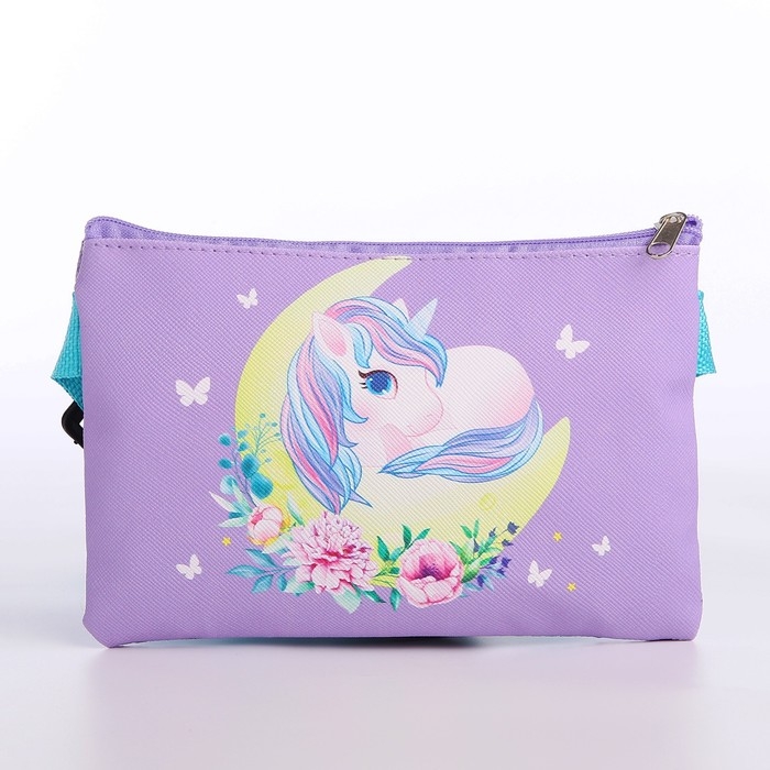 Сумка детская для девочки "Лунный единорог", эко-кожа, фиолетовый, 16х11 см