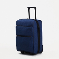 Чемодан малый 52 л (S), &laquo;Фабрика КАРТЕКС&raquo;, отдел на молнии, с расширением, наружный карман, 2 колеса, цвет синий