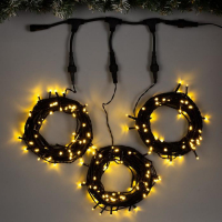 Гирлянда &laquo;Клип-лайт&raquo; 3 нити по 10 м, IP44, УМС, тёмная нить, 198 LED, свечение тёплое белое, 8 режимов, 24 В