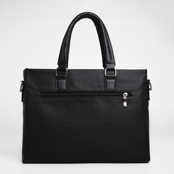 Сумка мужская деловая TEXTURA, 2 наружных кармана, цвет чёрный