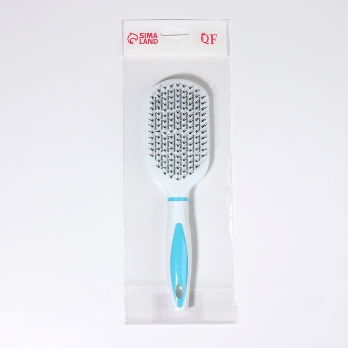 Расчёска массажная, вентилируемая, 6,5 &times; 23,5 см, цвет белый/голубой