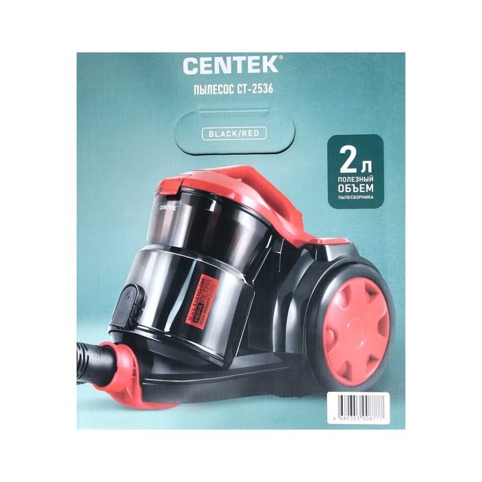 Пылесос Centek CT-2536, 2400/ 420 Вт, НEPA-фильтр, чёрно-красный Пылесос Centek CT-2536, 2400/ 420 Вт, НEPA-фильтр, чёрно-красный