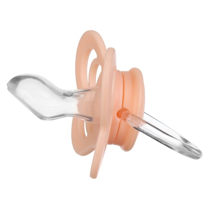 Соска - пустышка ортодонтическая, силикон, +6 мес., с держателем, цвет розовый