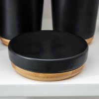 Набор аксессуаров для ванной комнаты &laquo;Эко&raquo;, 4 предмета (мыльница, дозатор для мыла, 2 стакана), цвет чёрный