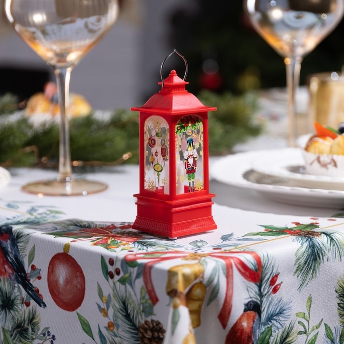 Светодиодная фигура &laquo;Красный фонарь с щелкунчиком&raquo; 5 &times; 12 &times; 5 см, пластик, батарейки AG13х3 (в комплекте), свечение тёплое белое