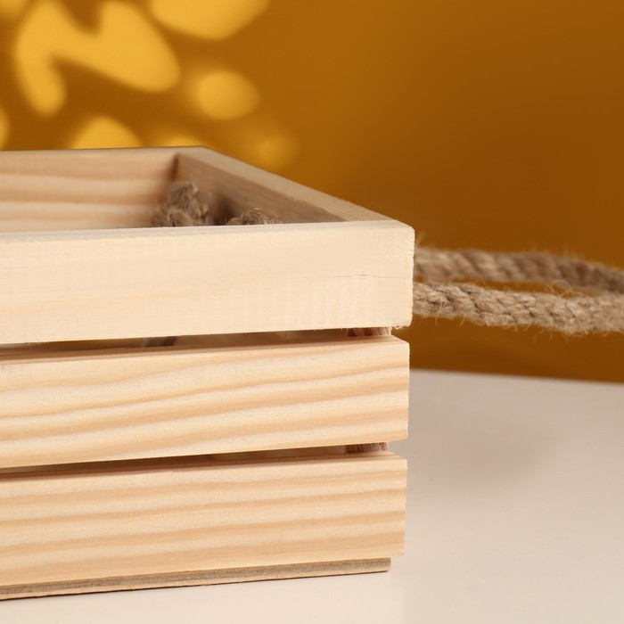 Кашпо деревянное ручки веревки 24,5х13,5х7 см Кашпо деревянное ручки веревки 24,5х13,5х7 см