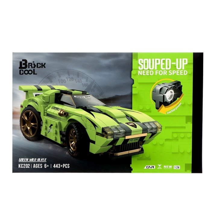 Конструктор Гонка &laquo;Цикада&raquo;, инерционный механизм, 443 детали