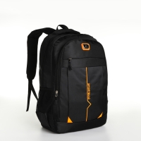 Рюкзак школьный на молнии, 4 кармана, цвет чёрный/оранжевый