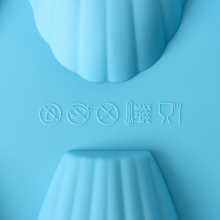 Форма для выпечки Доляна &laquo;Подводный мир. Ракушка&raquo;, силикон, 28&times;17&times;2 см, 9 ячеек (6,7&times;4,5&times;1,3 см), цвет голубой