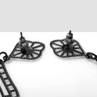 Серьги висячие &laquo;Ажур&raquo; узорчатый вальс, цвет чёрный матовый, 8,5 см