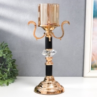 Подсвечник металл, стекло на 1 свечу "Карино" d-7 см, золото 15,5х15,5х33 см