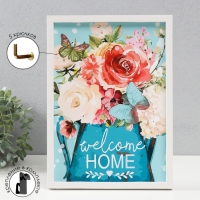 Ключница открытая "Велком хоум" 5 крючков, 23х32 см Ключница открытая "Велком хоум" 5 крючков, 23х32 см