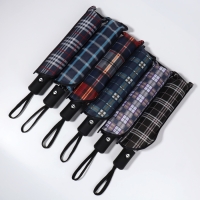 Зонт автоматический &laquo;Клетка&raquo;, эпонж, 3 сложения, 8 спиц, R = 48/55 см, D = 110 см, цвет МИКС