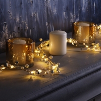 Гирлянда «Мишура» 1.2 м роса с насадками «Бусины», IP20, серебристая нить, 20 LED, батарейки CR2032х2 (в комплекте), свечение тёплое белое Гирлянда «Мишура» 1.2 м роса с насадками «Бусины», IP20, серебристая нить, 20 LED, батарейки CR2032х2 (в комплекте), свечение тёплое белое