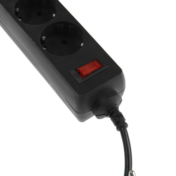 Сетевой фильтр Luazon Lighting, 4 розетки, 1.0 м, 2200 Вт, 3 х 0.75 мм2, 10 A, 220 В, черный
