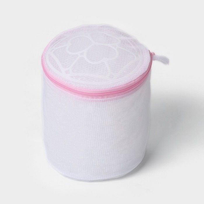 Мешок для стирки белья с диском Доляна, 15&times;15 см, мелкая сетка, цвет белый