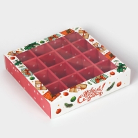 Новый год. Коробка под 16 конфет "Новогодние подарки", 17,7х17,7х3,8 см, кондитерская упаковка Новый год. Коробка под 16 конфет "Новогодние подарки", 17,7х17,7х3,8 см, кондитерская упаковка