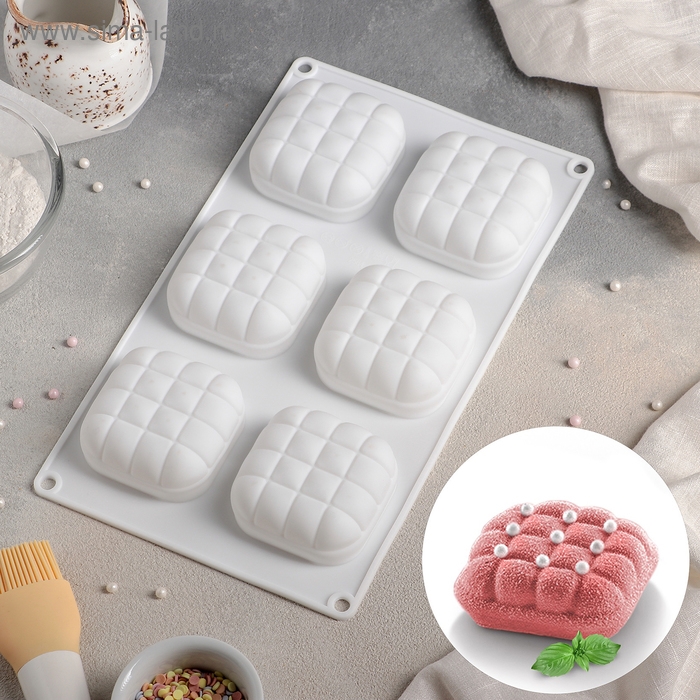 Форма для муссовых десертов и выпечки Доляна &laquo;Перина&raquo;, 29&times;17&times;3 см, 6 ячеек (6,5&times;6,5 см), цвет белый