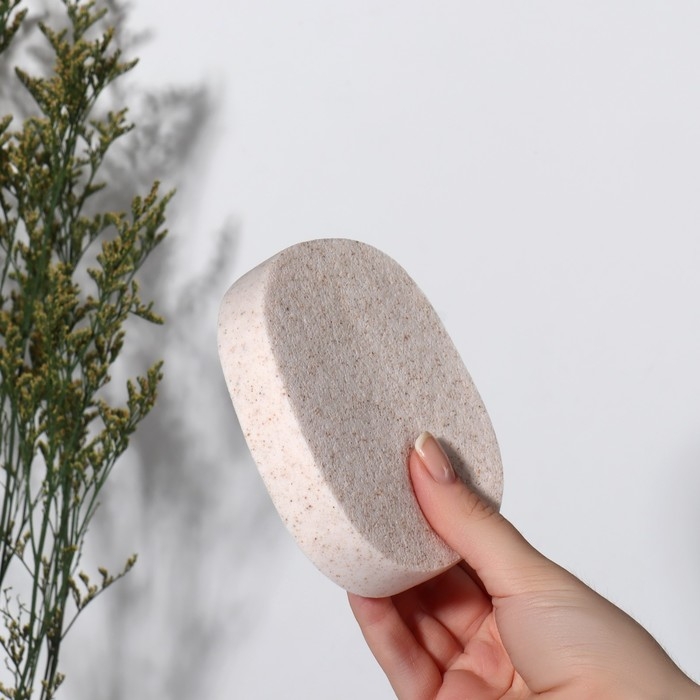 Спонж для умывания «Умывашка», 11 × 8,7 × 2 см, цвет бежевый Спонж для умывания «Умывашка», 11 × 8,7 × 2 см, цвет бежевый