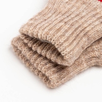 Новый год. Варежки двойные детские, цвет бежевый/пингвин, размер 14 (6-9 лет)