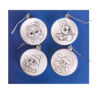 Ёлочные шары под раскраску на новый год &laquo;Новый год!&raquo;, набор 4 шт, d=5.5 см, новогодний набор для творчества