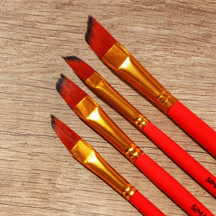 Кисть для рисования набор 4 шт. синтетика плоские &laquo;Давид&raquo;, №4,6,8,10