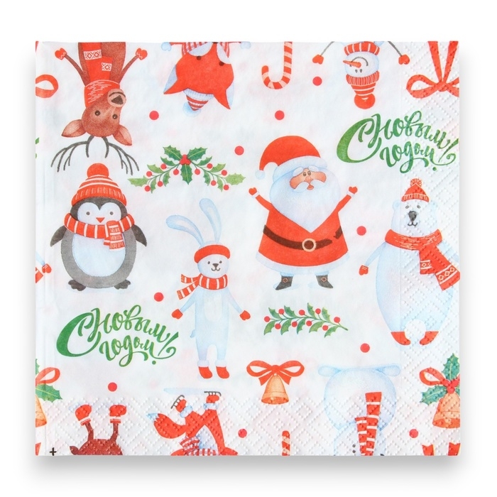 Новогодние салфетки бумажные Pero Prestige «Веселые друзья», 3 слоя, 33х33, 20 шт. Новогодние салфетки бумажные Pero Prestige «Веселые друзья», 3 слоя, 33х33, 20 шт.