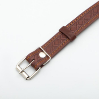 Ошейник кожаный тисненый однослойный с табличкой, 60 х 3 см, ОШ 45-57 см, коричневый Ошейник кожаный тисненый однослойный с табличкой, 60 х 3 см, ОШ 45-57 см, коричневый