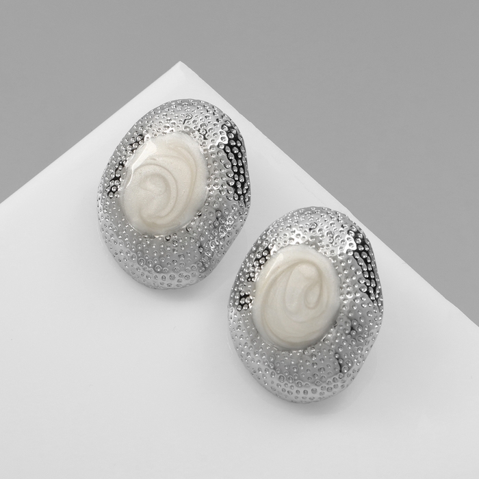 Серьги с жемчугом «Абстракция» жемчужная ракушка, цвет белый в серебре Серьги с жемчугом «Абстракция» жемчужная ракушка, цвет белый в серебре