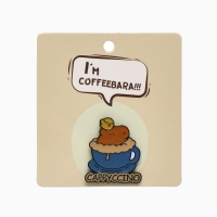 Значок &laquo;Капибара&raquo; капучино, оранжево-синий в чёрном металле