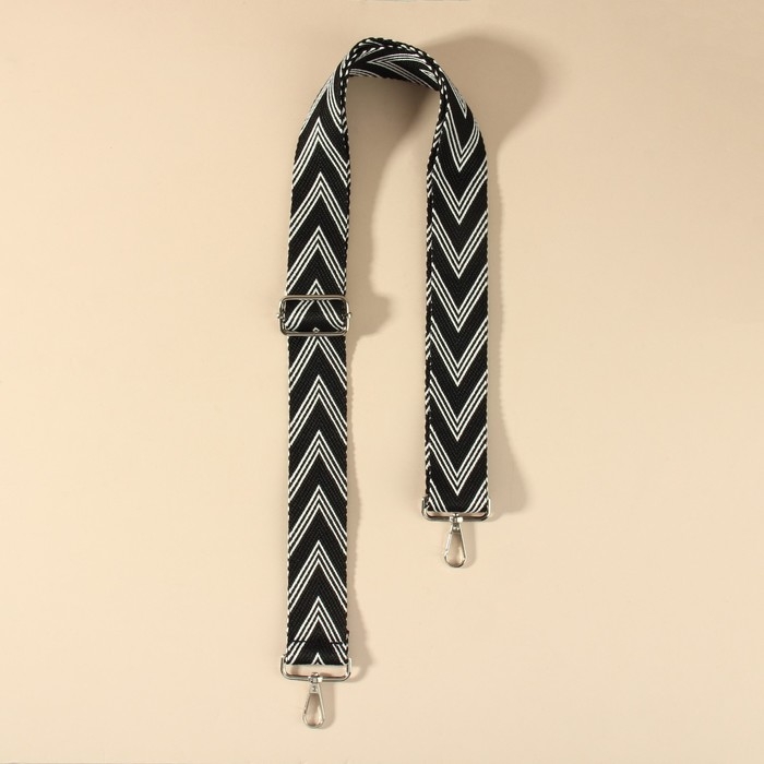 Ручка для сумки &laquo;Стрелки тройные&raquo;, с карабинами, 139&plusmn;3&times;3.8 см, чёрная, белая