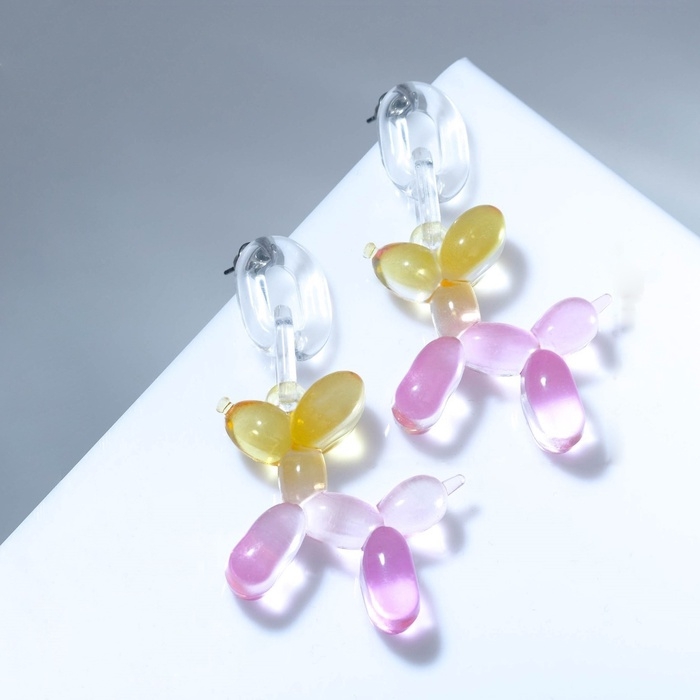 Серьги пластик &laquo;Собачка&raquo; из воздушного шара, цветные